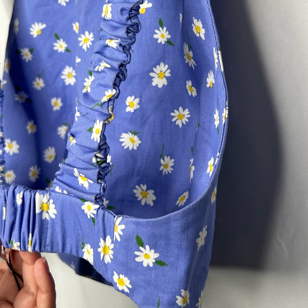 Zara daisy printed blue crop tank top womens size medium - Picture 4 of 7
